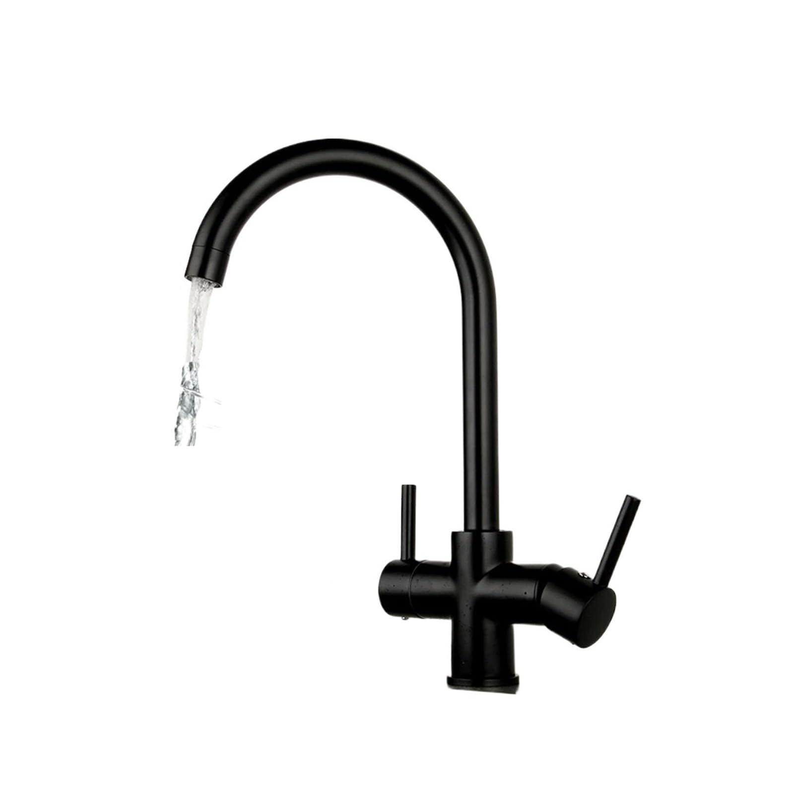 Mitigeur cuisine eau potable pure mate avec robinet évier 2 poignées 360 degrés