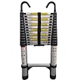 13.5FT Lightweight Telescopic Ladder, 300lbs Heavy Duty Aluminum Extension Ladder with Safety Lock, Non-Slip RV Ladder with Storage Hooks for Outdoor Work, Camping, Home Maintenance