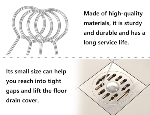 AOYEGIC 6 Stück Abflussschlüssel Hebehaken,Edelstahl Bodenablauf Haken,Abfluss Schlüssel,Abflussrost Abzieher,DeInstallationschlüssel,für Küche Badezimmer Abflussgitter Duschrinne(Silber)