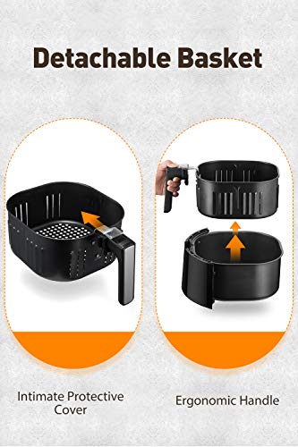 OMORC Habor Air Fryer, 6 Quart Pot & 5.8QT Basket, 1800W Fast Large Hot Air Fryers & Oilless Cooker w/Presets, LED Touchscreen(for Wet Finger)/Roast/Bake/Keep Warm, Suitable for Dishwasher, Nonstick - Thumbnail 5