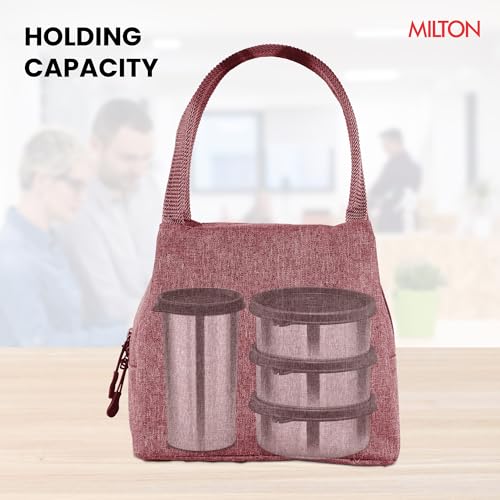 Image of MILTON Fancy Lunch Bag I Design Tiffin Bag for Office for Men, Women I Eco Friendly, Spacious, Durable I 2.44 L I Maroon