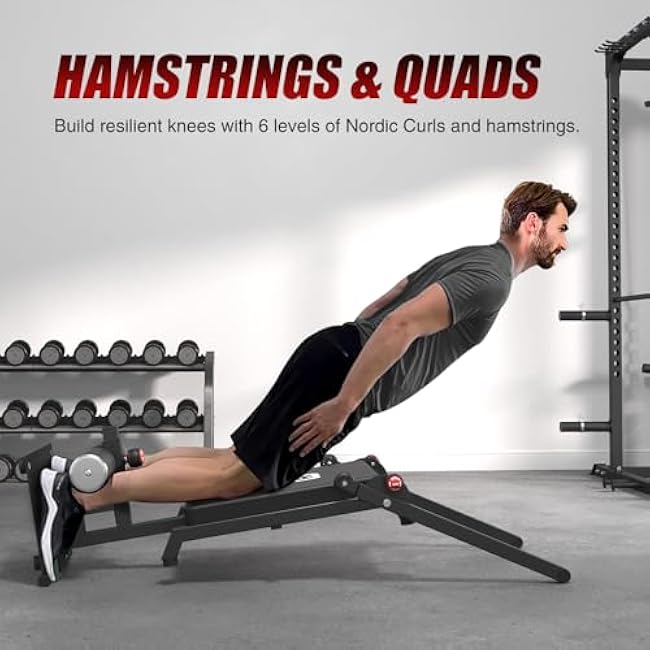 Pro Adjustable Nordic Bench - 8-Level Hamstring Curl & Glute Machine with Wheels, Vertical Storage Home Gym Equipment