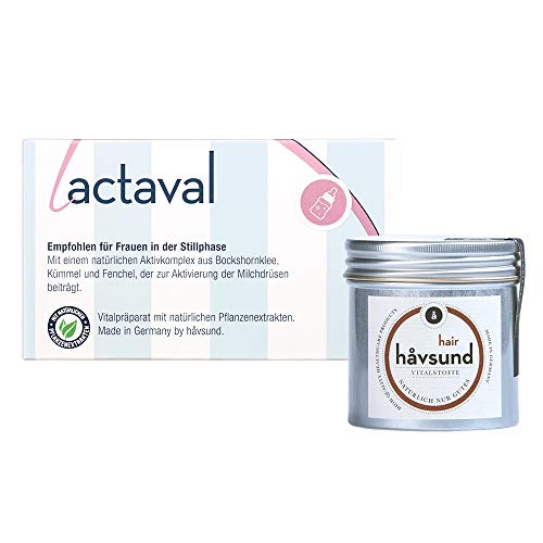 håvsund lactaval + hair - Nahrungsergänzung für die Stillzeit - håvsund lactaval + håvsund hair - Hergestellt in Deutschland - Monatspackung - 2 x 60 Kapseln