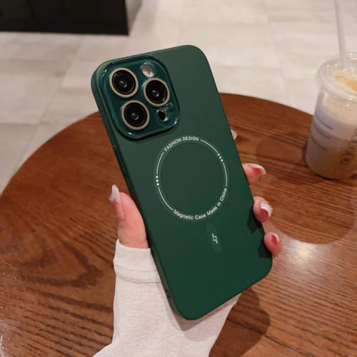Protection iPhone 15 Pro Max vert foncé rigide pour le quotidien et la charge Mag