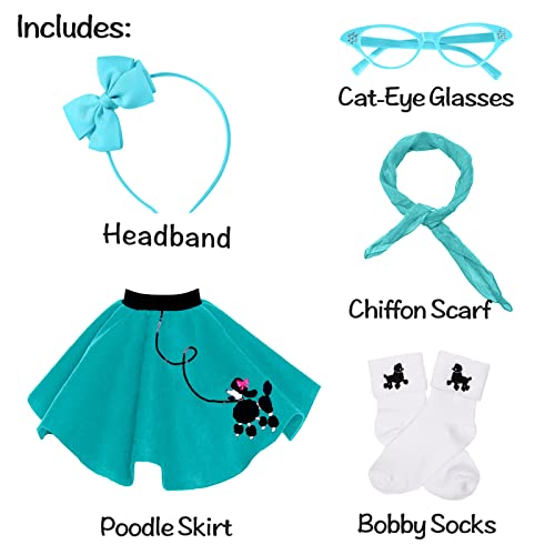 Faybox Poodle Skirt 1950S Costume Accessory Set Of 5Pcs For Girls,100 Days Of School Costume For Kids #TOP2