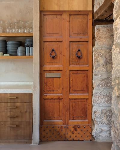 FLFK Door Wallpaper Sticker - Vintage Wooden,Peel and Stick Mural,Combined Size 30"x80",Split into 2 Pieces