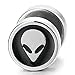 8MM Mens Women Steel Alien Skull Circle Stud Earring Black Enamel, Cheater Fake Ear Plugs Gauges