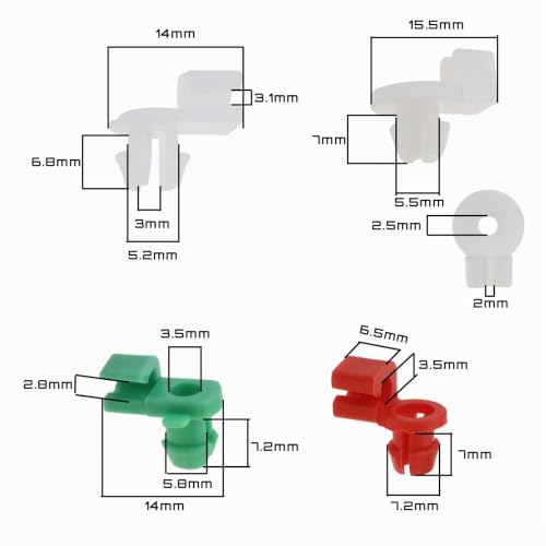 ECSiNG 24x Voiture Clips de Tringlerie de Tige de Serrure de Porte Gauche Droite Conducteur Côté Passager en Plastique pour Trou de 2-3.5mm 5.5-6.5 Trou Universel de Voiture – vue 4
