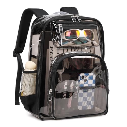 Clear Backpack Heavy Duty TPU, See Through Transparent Bookbag, Quick Security Check Backpacks for Stadium Events and School, Smoky Black2