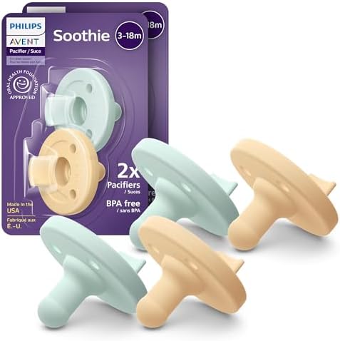 Philips Avent Soothie Baby Pacifier for 3-18 Months, BPA-Free, 4-Pack,