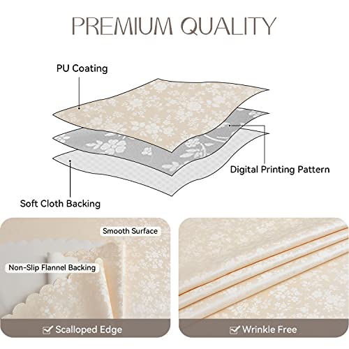 Romanstile 60*84 INCH PU - ROSE BEIGE Rectangle Vinyl Tablecloth,100% Waterproof Heavy Duty Oil Spill Proof Stain Resistant Plastic Pu Table Cover With Flannel Backing For Kitchen thumb #1