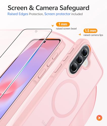 Image of FNTCASE for Galaxy A37 5G Phone Case: Samsung A36 5G Case [Compatible with Magsafe] Matte Translucent [Screen Protector] Military Grade Protection for Samsung A37 & A36 Cases - Light Pink