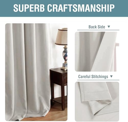 Image of H.VERSAILTEX Blackout Curtain for Living Room Thermal Insulated Window Treatment Curtain Extra Long 96 inch Length Energy Saving Solid Grommet Top Blackout Drape, One Panel, Stone, 52 inch W x 96 inch L