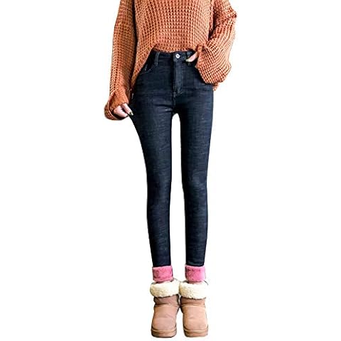 GELing Womens Winter Fleece Lined Stretchy Jeggings High Waisted Skinny Warm Thick Slim Fit Jeans Yoga Denim Pants Black L Cover