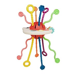 Montessori Toys for Babies 6-12-18 Months, Food Grade Silicone Pull String |Baby Sensory Teething, Fine Motor Skill, Travel Toys, Birthday Gifts for Infant Boys Girls