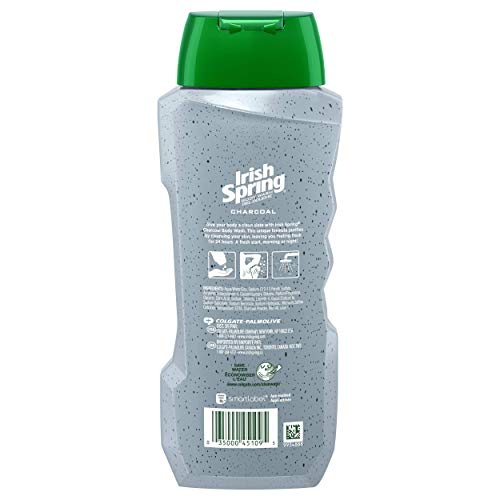 Irish Spring Charcoal Men's Body Wash, Pure Fresh 18 Fluid Ounce (6 Pack)