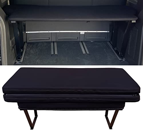 BREMER SITZBEZÜGE Tablero Multiflex compatible con VW Multivan T5 T6 T6.1, extensión de cama, colchoneta para dormir, altura de 51 cm, incluye consolas y colchón plegable liso en negro