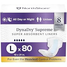 NorthShore DynaDry Supreme Liners Incontinence for Women and Men, Large, Case/80 4/20s
