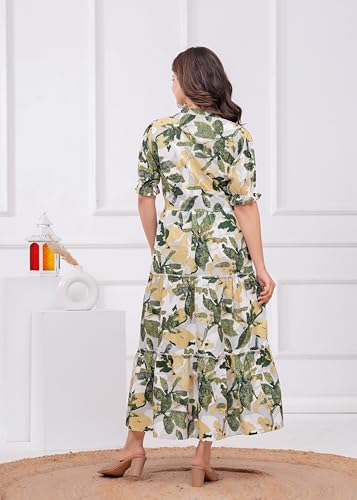 Image of Women's Floral Print Anarkali Kurti | Flared Long Maxi Kurta in Soft Cotton Fabric | Elegant Ethnic Wear for Casual & Festive Use | Anarkali Gown for Girls | 48 inch Length