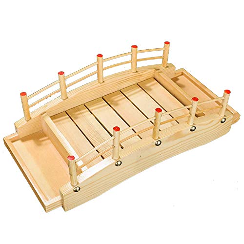 Plateau de service pour sushis en bois style pont du Japon 44x22cm
