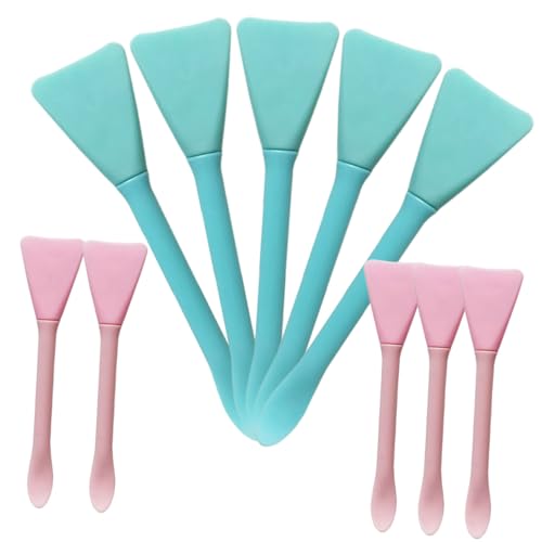 BIUDECO 10 piezas Doble Punta Aplicador de Mascarilla Facial de Silicona Cepillo Suave y Espátula para Mascarilla de Barro Reutilizable Color Rosa y Azul Fácil de Limpiar y Usar
