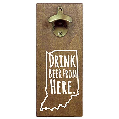 Torched Drink Beer From Here Magnetic Beer Bottle Opener with Cap Catcher Indiana Wall Mounted Bottle Opener Refrigerator Magnet Makes a Great Gift for Men Beer Lovers and Collectors