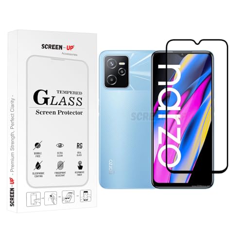Image of ScreenUp Tempered Glass For Narzo 50A Prime - Ultra Clear, 9H Scratch Resistant, Full Coverage, Easy Install Screen Protector