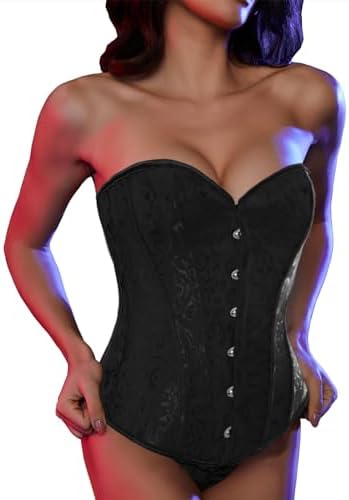 Corset Pin Up Mujer – Overbust Gótico con Encaje Floral, Estilo Retro Sexy y Cintura de Avispa
