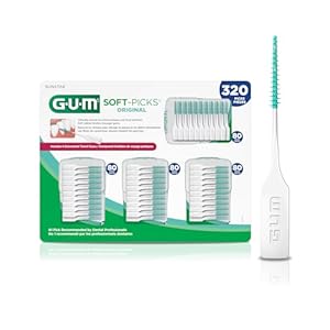 GUM Soft-Picks Original, Easy to Use Dental Picks for Teeth Cleaning and Gum Health, Disposable Interdental Brushes with Convenient Carry Case, Dentist Recommended Dental Picks, 320ct