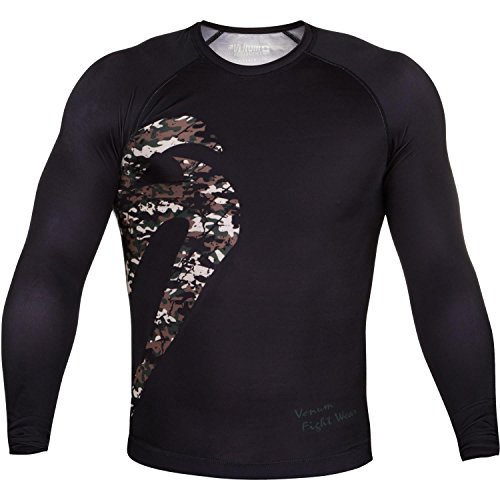 Venum Men's Original Giant Long Sleeve Rashguard, Small, Black/Forest Camo