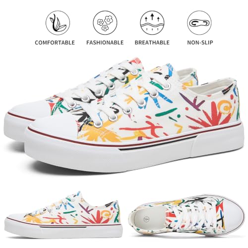 Image of hash bubbie White Sneakers for Women Low Top Canvas Shoes Womens Canvas Sneakers Women's Fashion Sneakers Slip on Casual Tennis Shoes