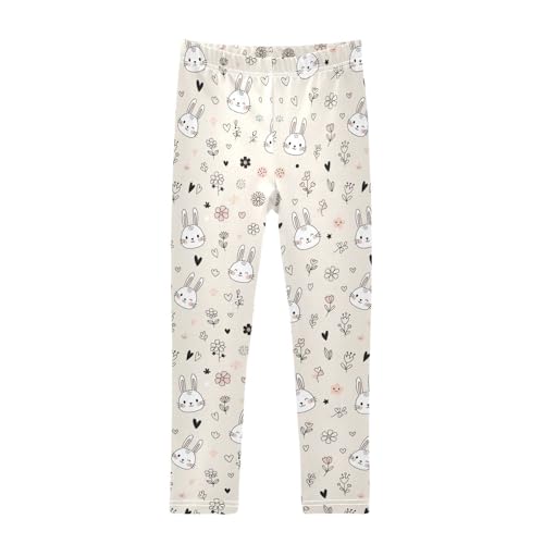 Girls Leggings Size 4T Rabbit Cute Flower Breathable Stretchy Tights Girl Yoga Pants for Dance Running