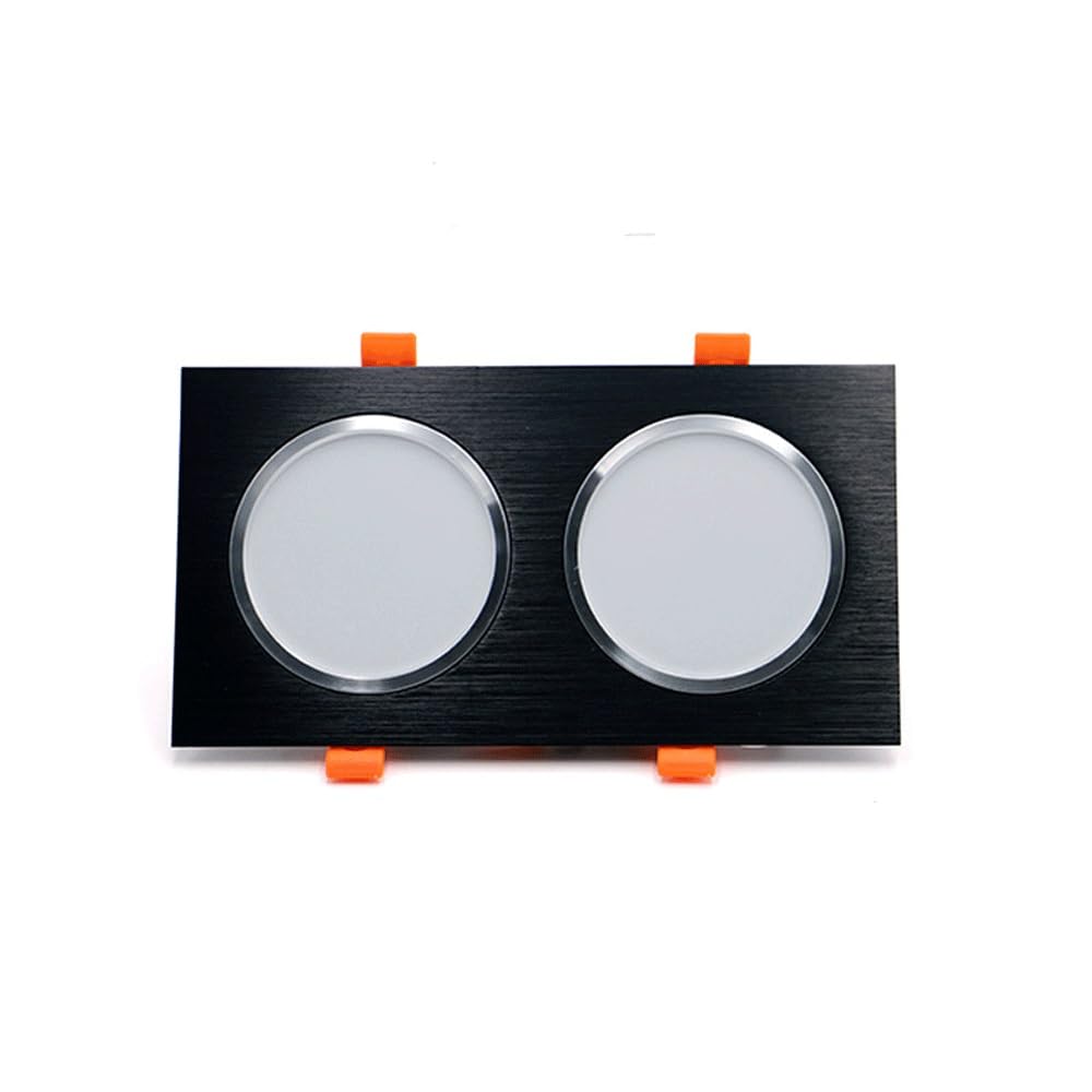 Generico Faretto da incasso a soffitto a LED a doppia testa con griglia quadrata for lampada spot da incasso for corridoio del centro commerciale(Black(18W),White light)