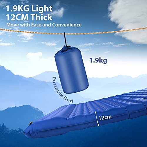 AKUDY Isomatte 2 Personen:140 * 200cm,Verdicken 12cm Campingbett,Isomatte Selbstaufblasend, Camping Matratze,Camping Bett 2 Personen – Bild 7