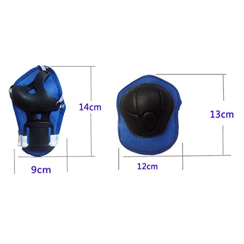 Conjunto De Proteção De Skate/Skate Com Joelheiras De Patinete De Equitação Para Capacete - Azul 7Pc