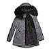 Piumino Donna,Cappotti Invernali da Donna Grigio Fodera in Peluche con Cappuccio Collo in Pelliccia Lungo Slim Cappotti in Cotone Leggero Parka Giacca Calda Allentata Parka Antivento per Esterni Tas