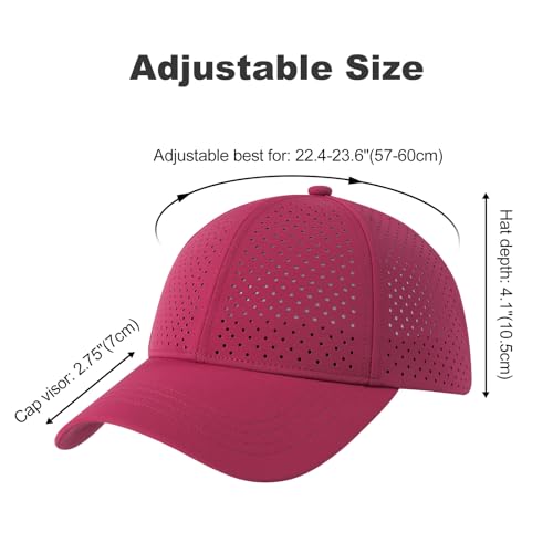Image of FEINION Men Summer Adjustable Performance Hat Breathable Snapback Laser Perforated Mesh Baseball Cap