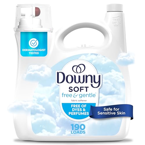 Downy Free & Gentle Liquid Fabric Softener, 140 fl oz, 190 Loads, Hypoallergenic, Sensitive Skin Friendly Fabric Conditioner Liquid
