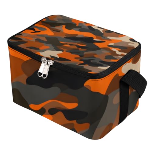 GzLeyigou Lunch Bags for Women Men 9 Cans,Camou Pattern Texture Hot & Cold Food Delivery Bag Insulated Grocery Bag Insulated Lunch Box Camouflage Cooler Bag for Office Work Picnic Beach
