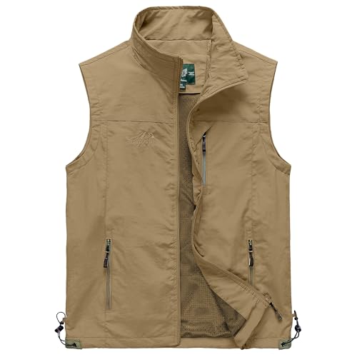 Image of Hixiaohe Mens Lightweight Vest Outerwear Casual Summer Outdoor Travel Vest for Hiking Fishing Golf Photo Work with Pockets