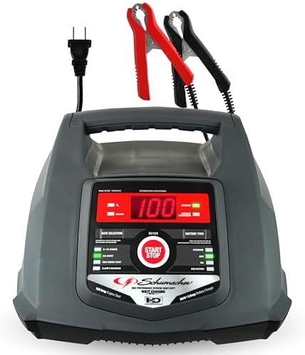 Schumacher Electric Fully Automatic Car Battery Charger & Engine Starter - 6V / 12V Battery Charger & Maintainer - for Standard, AGM, Gel & Deep-Cycle Batteries - Reverse Hook-Up Protection - SC1281