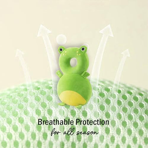 Image of Baby Head Protector Cushion for Toddlers, Plush Soft Safety Helmet with Adjustable Straps for Crawling & Walking, Lightweight Back & Head Protection (6-36 Months) (Green-Frog)