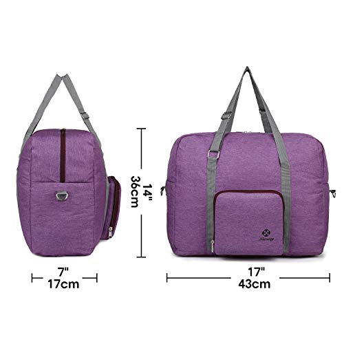 For Spirit Airlines Foldable Travel Duffel Bag Tote Carry on Luggage Sport Duffle for Women and Girls (Purple)