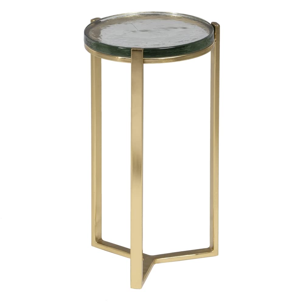 LOLAhome Table d'appoint 28 x 28 x 53,5 cm Verre Doré Métal