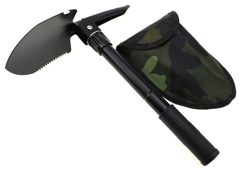 Eco Shopee Multitool Mini Outdoor Camping Folding Shovel Multifunctional Portable Entrenching Tool Lightweight for Outdoor Hiking with Cover (Shoval SH07 Black)