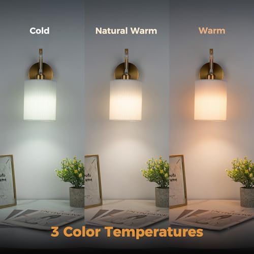 Image of Battery Operated Wall Sconce Set of Two, Pleated Fabric Rechargeable Wireless Wall Sconces with 13000mAh Bulb & Dimmable, Battery Sconces Wall Light Decor Set of 2 for Living Room, Gold
