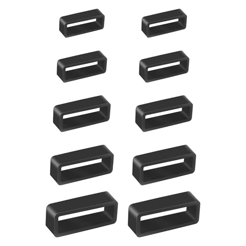 10pcs 14-22mm Watch Band Holder Watch Band Keeper Strap Loop Rubber Bands Holder Retainer Black Wristwatch Strap Keeper Replacement Bands Fastener Rings for Retaining Sport Hoop Smart Wristwatch Belt
