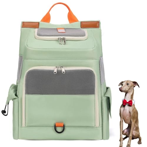 Lifetipsイタリアングレーハウンドペットリュック キャリー 通気性メッシュ カーテン付き 軽量 反射テープ 飛び出し防止 防水 撥水 多機能 リュック型ペットキャリー 小型犬 中型犬 猫 旅行 通院 自転車 電車 収納ポケット付き 折りたたみ 携帯便