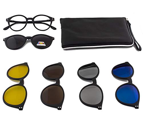 Image of 6 In 1 Polarized Magnetic Clipon Rectangular UV Protected Sunglasses Eye Glasses With 400 Night Vision Men Women Unisex
