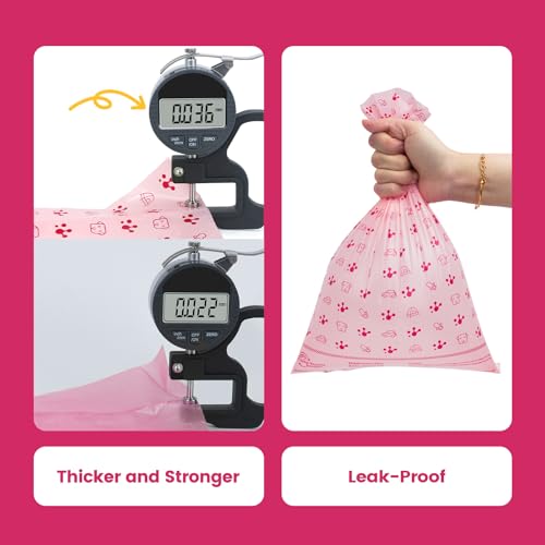 Image of Dog Poop Bags Rolls with Retractable Poop Bag Holder, Leak Proof and Extra Thick Lavender Pet Waste Bags, 70% Recycled GRS Certified, 1 Dispenser and 105 Bags for Doggy Walking & Cat Litter